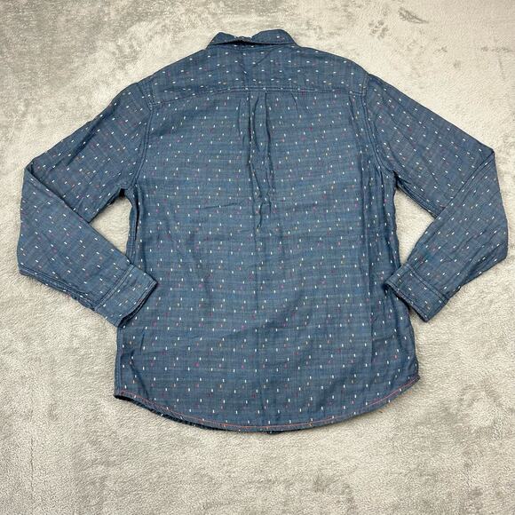 Carbon2Cobalt Size M Mens Blue Multicolor Speck Long Sleeve Button Down Shirt - Picture 2 of 7